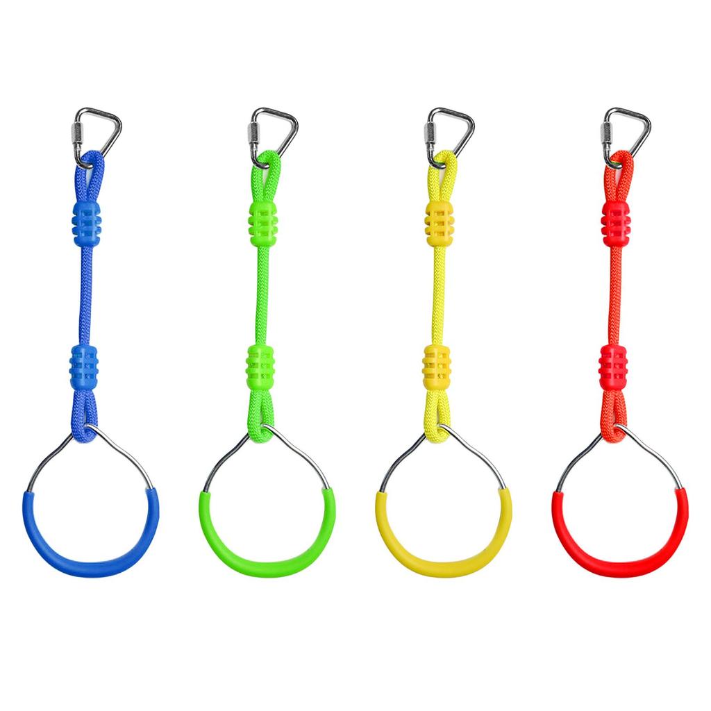 Swing Gymnastic Rings Colorful Backyard Outdoor Obstacle Ring for Kids