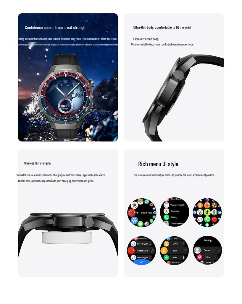 GT5PRO Herren Smartwatch Rundes Zifferblatt: Sport Bluetooth mit NFC & Langer Akkulaufzeit
