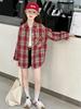 Girls' Plaid Long-Sleeve Shirt Jacket for Autumn 2025 - Fashionable Spring Top for Big Kids
