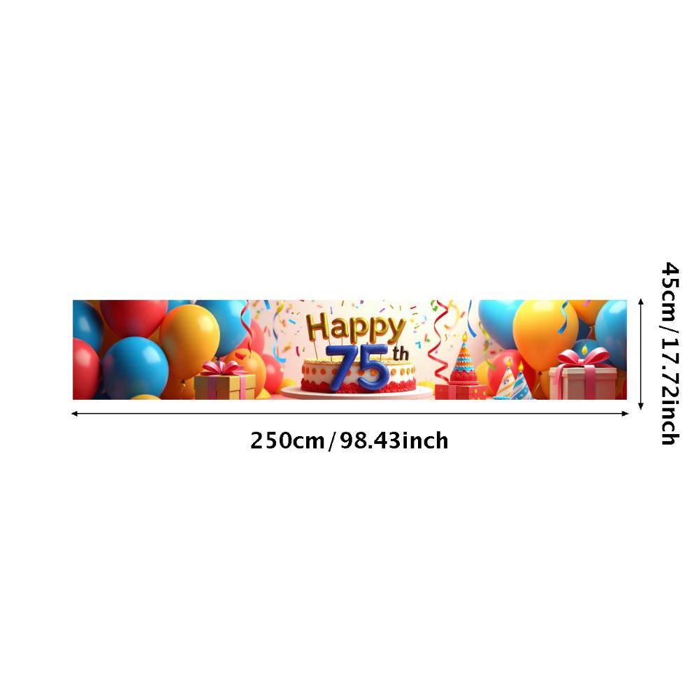 Happy Birthday 75th Banner Red Balloon Birthday Party Decoration Photography Background Props Birthday Cake Backdrop Supplies