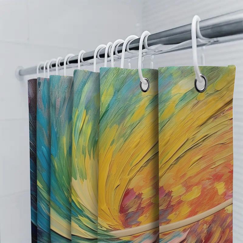 Colorful Watercolor Shower Curtain Modern Bathroom Decor For Home Decoration In Multicolor Design