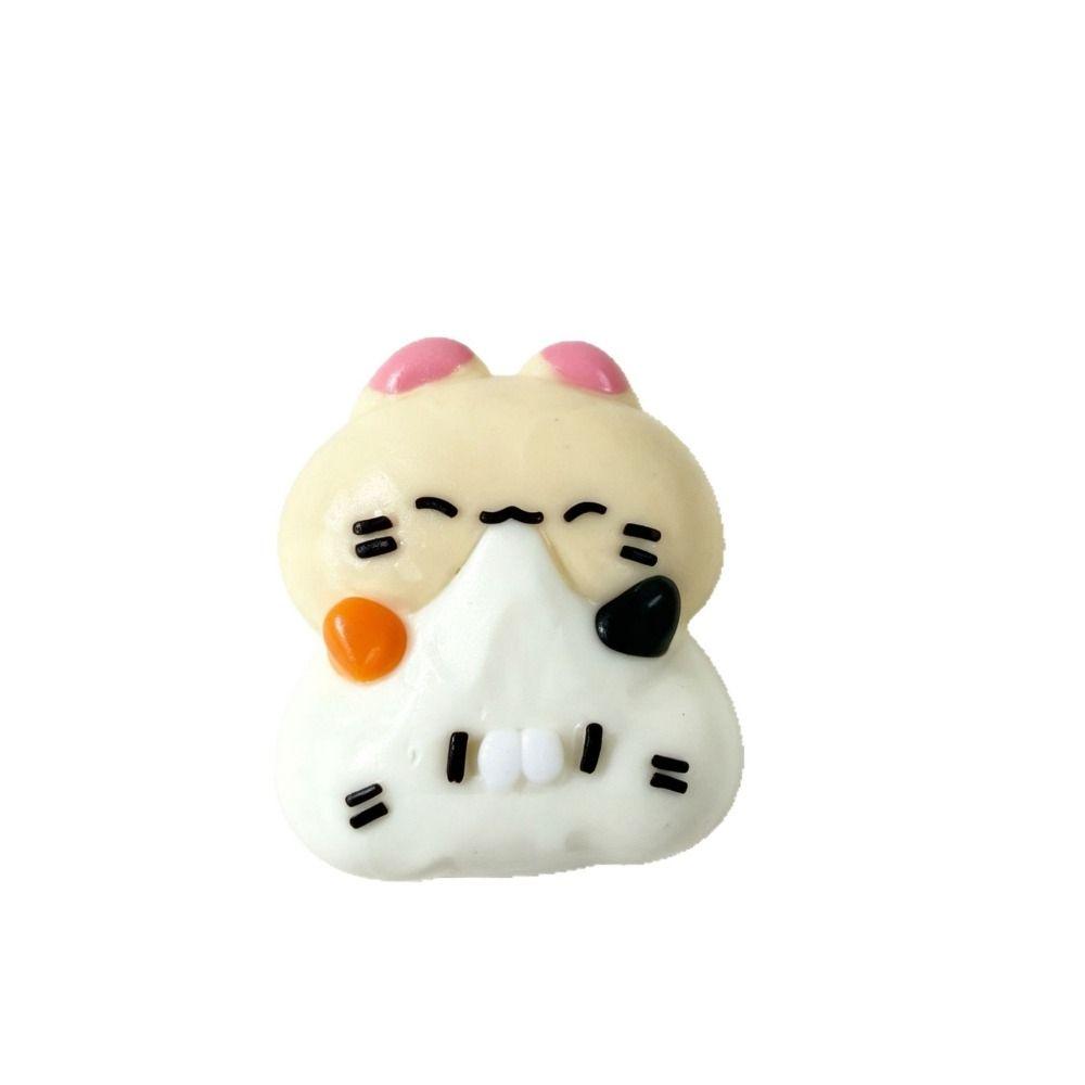Food-Grade Silicone Cat Shape Squeeze Keychain Kitty Fidget Toy Squishy Pendant Hand Relaxation