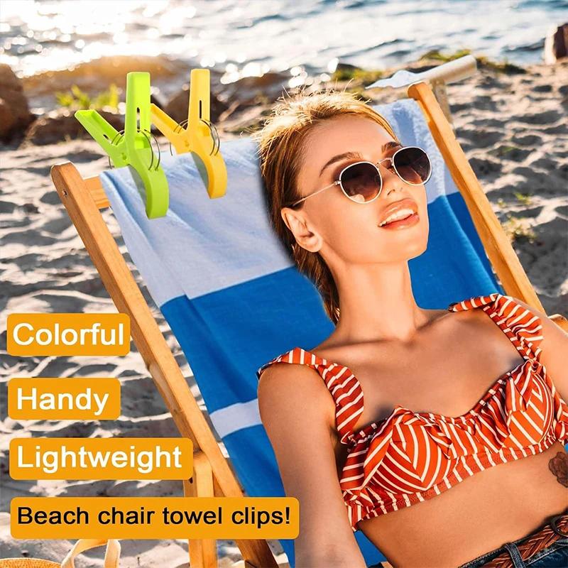 Large Clothes Pins Beach Towel Clips Strong Grip Windproof Drying Clips For Bed Sheets Blankets Clothes Indoor Outdoor Laundry