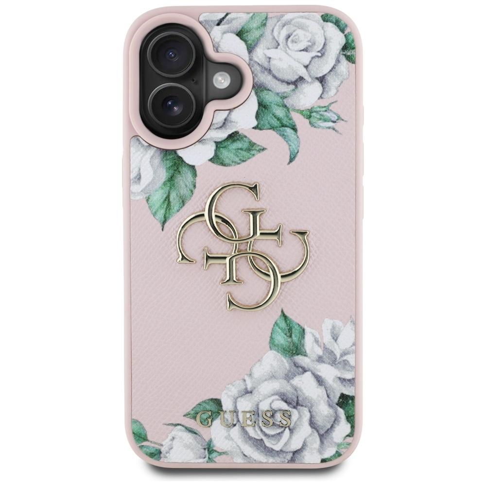 Etui Guess Grained Roses Big 4G Logo Do  Iphone 16 Różowy