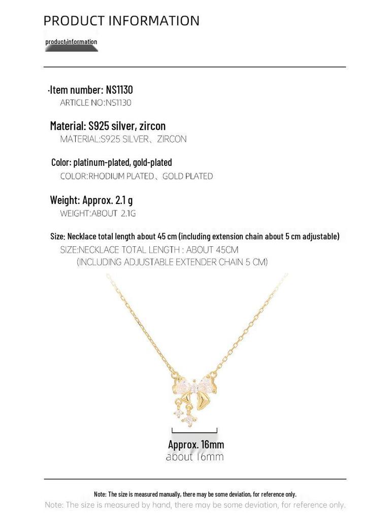 Silver Bow Star Necklace: Sweet Clavicle Chain for Women - Perfect Girlfriend Gift, 2024 Trend.