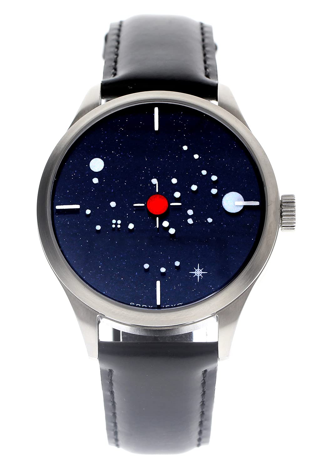 

Orion Trifoglio Italia ORION SPAX111SS Constellation Starry Sky Mystery Dial Rotating Disc Dial Mechanical Watch Italian Watch Black Calf Leather