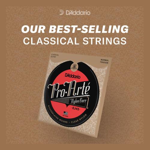 D'Addario ProArte Classical Guitar Strings, Silver/Black, Normal, EJ49