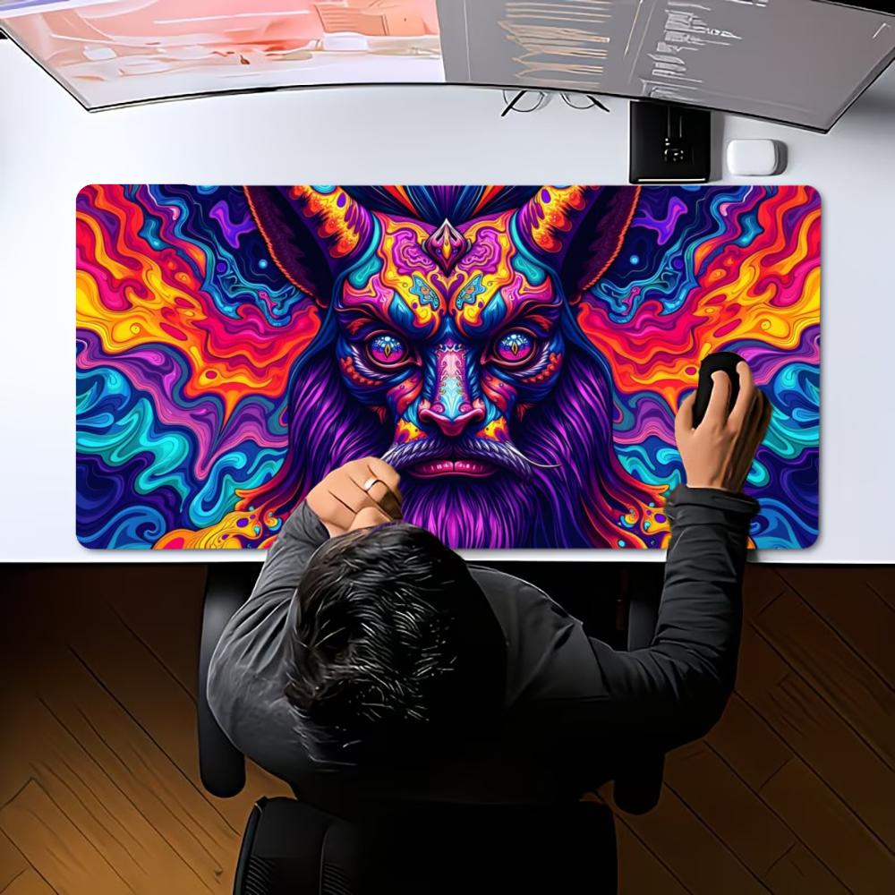 Buntes Psychedelisches Wirbel Fluid Art XXL Großes Gaming-Mauspad Rutschfestes Gummi-Tastaturpad Schreibtisch Büro Computer Schreibtischmatten