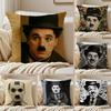 Humorous Comedy Actor C-Charlie Chaplin Cushion Cover Pillowcase Anti-Dustmite Invisible Zipper Short Plush Sofa Cushion