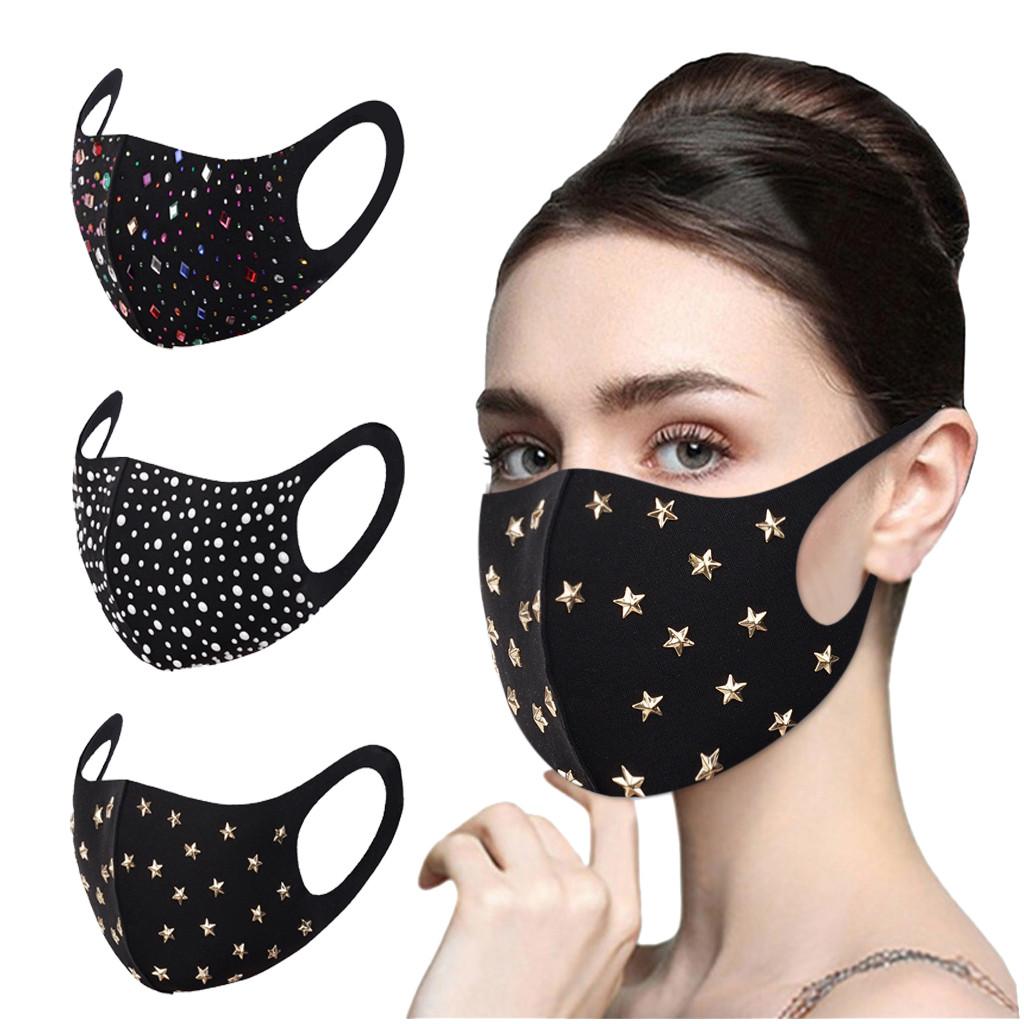 Fashion Women Men Shiny Diamond Reusable Breathable Safe Mask