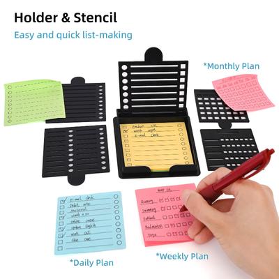 Haftnotiz-Schablone Post-It-Notizhalter mit 5 verschiedenen Schablonen 3x3 Zoll Haftnotiz-Linienvorlage Perfekt für To-Do-Listen
