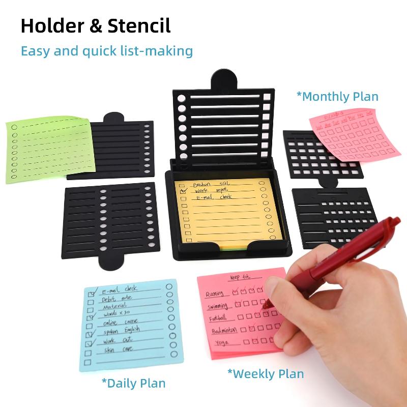 Sticky Note Stencil Post-It Note Holder with 5 Different Stencils 3x3 Inch Sticky Note Line Template Perfect for to-Do Lists