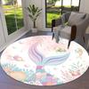1PC Mermaid Tail Ocean Life Non-Slip Floor Round Carpet, Office, Family, Bedroom, Large Area Rug Indoor Rugs, Vibrant Colors-Z0477