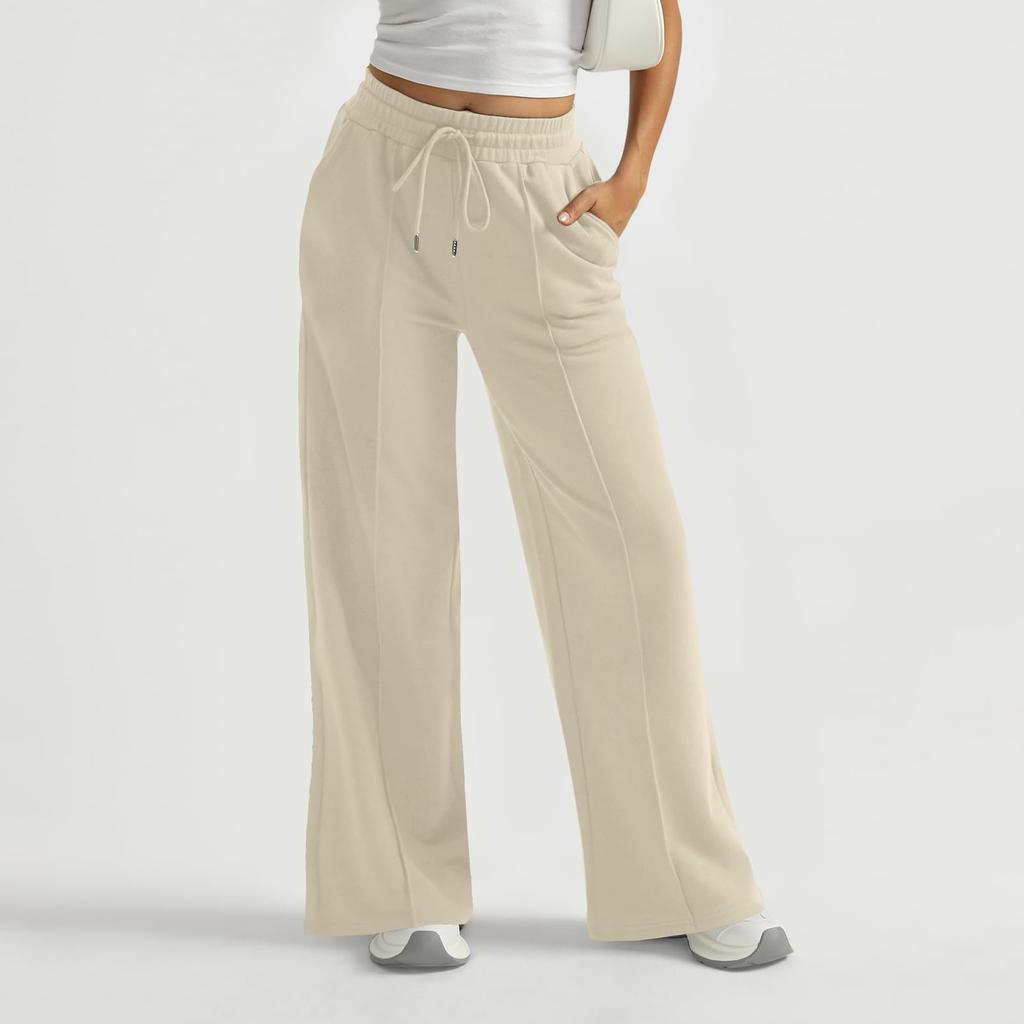 Women’s Wide Leg Sweatpants High Waisted Baggy Flared Pants Drawstring Athletic Joggers Fall Winter Sweatpants Workout