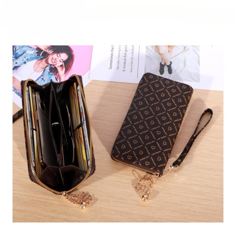 Woman Large Capacity Long Wallet Clutch Bag PU Leather Zipper Purse Card Bag Casual Multifunctional Phone Pouch Coin Purse Female