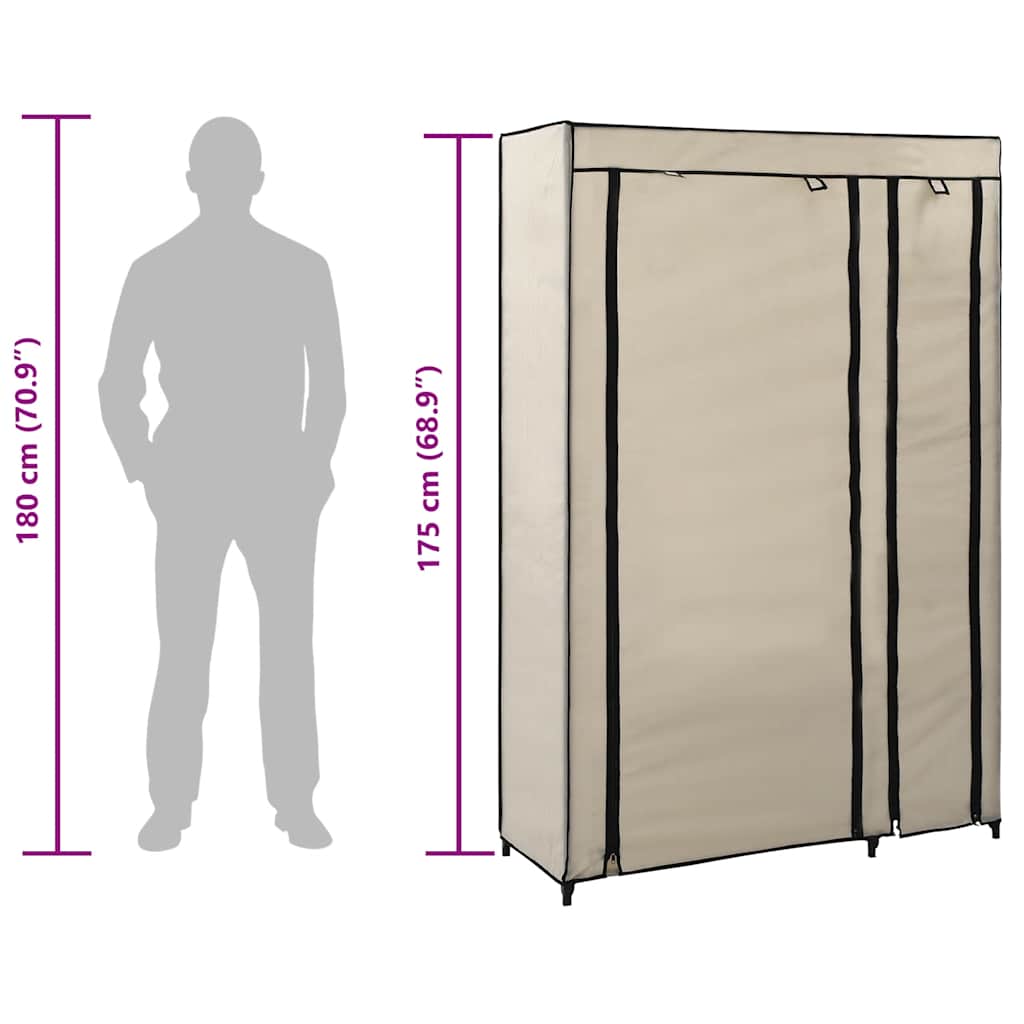 Faltgarderobe Creme 110 x 45 x 175 cm Stoff