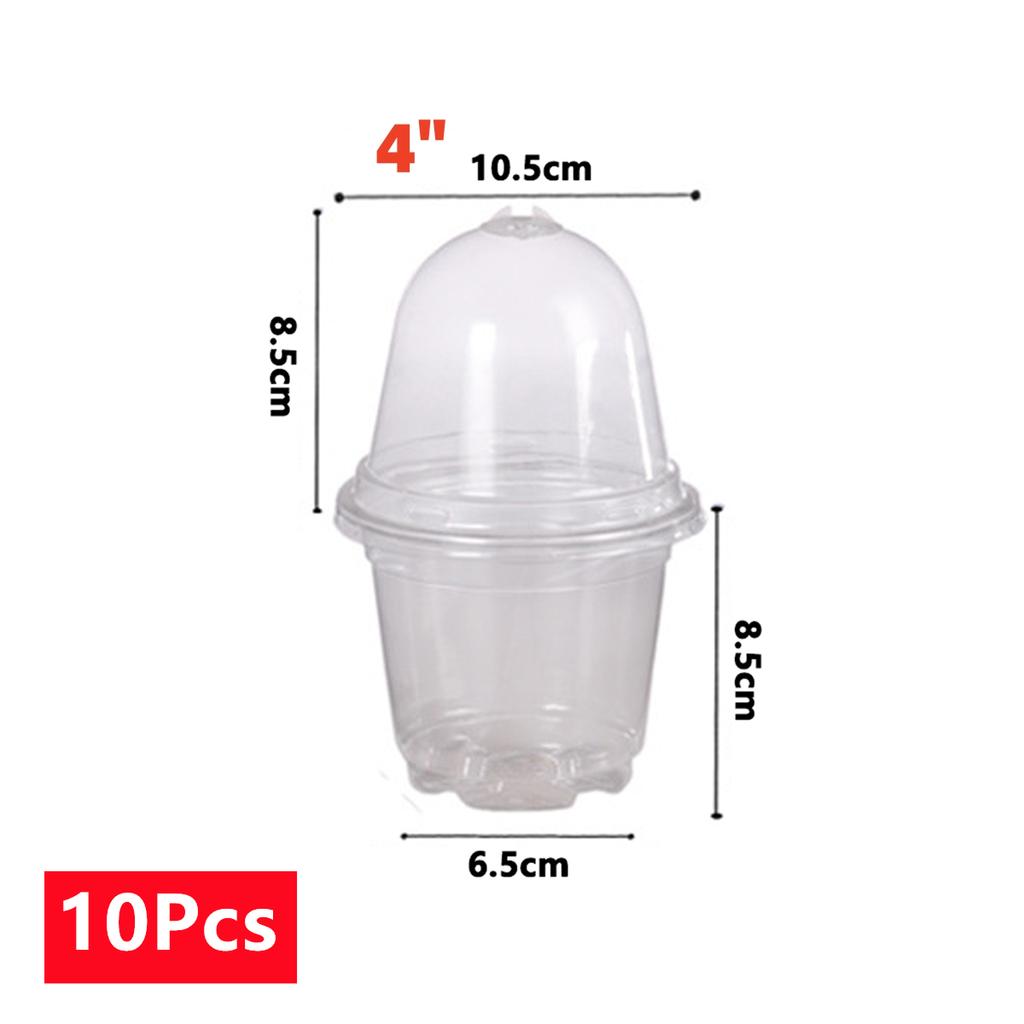 10/20Pcs Seedling Nursery Cup Thickened 3.5/4/5/6 Inch PET Garden Herb Flower Cultivation Seeds Germinate Seedling Pot with Lid