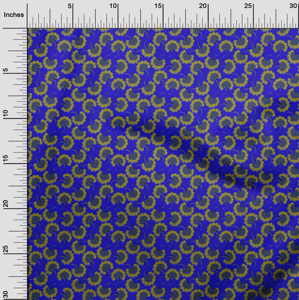 oneOone Cotton Flex Indigo Blue Fabric Asian Japanese Floral DIY Clothing Quilting Fabric Print Fabric by Yard 40 Inch