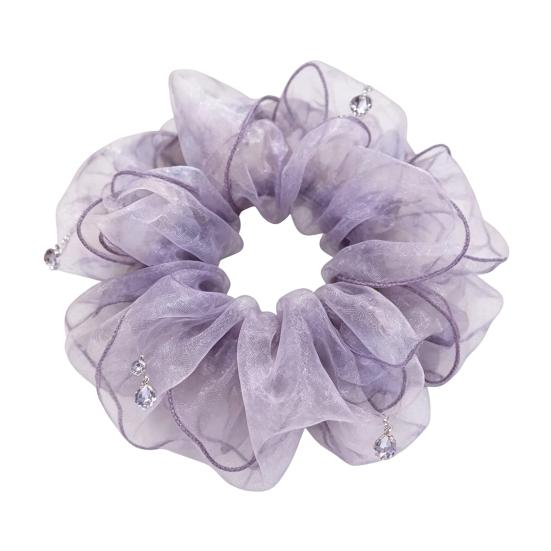 

Hair Tie Beads Decor Double Layer Mesh Women Hair Rope Bun Half-Tied Hairstyles Ponytail Holder Hair Accessory фиолетовый