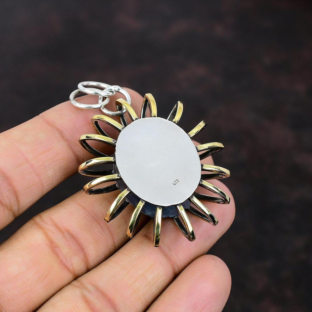 Pingente de jaspe imperial 925 pingente de prata esterlina joias com pedras preciosas pingente banhado a ouro 18k joias de gaiola presente para ela joias boho feitas à mão