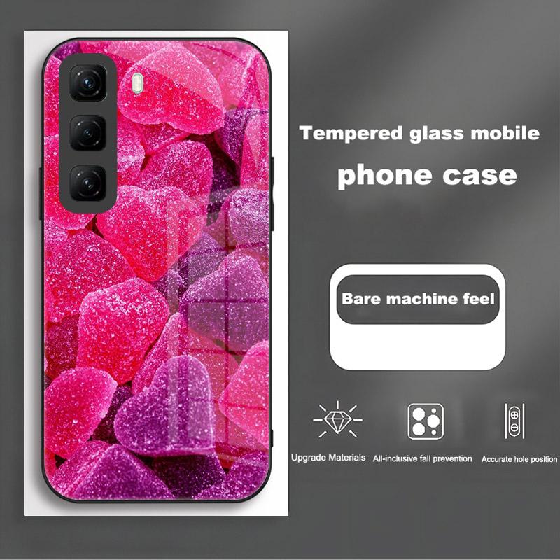 Handyhülle Für Infinix Hot 50 Pro Plus Hülle Harte PC Stoßfeste Abdeckung Gehärtetes Glas Hülle Hot 50 Pro+ Vollständige Schutzhülle Funda