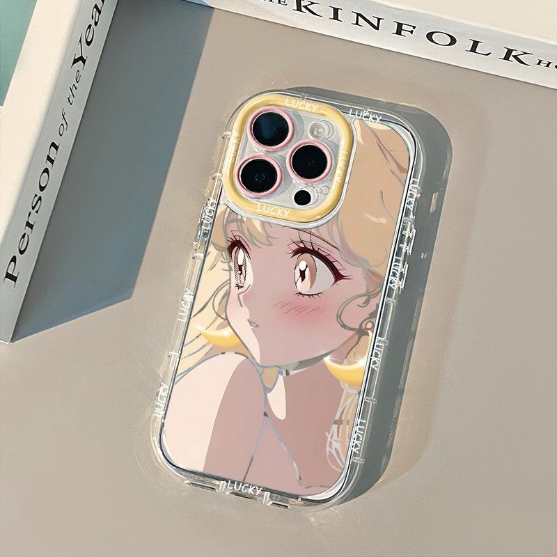 

Shy Beautiful Girl for IPhone17promax Cream Mirror Phone Case Oil 16 Brand New 15 Cartoon 14 For Apple 6
