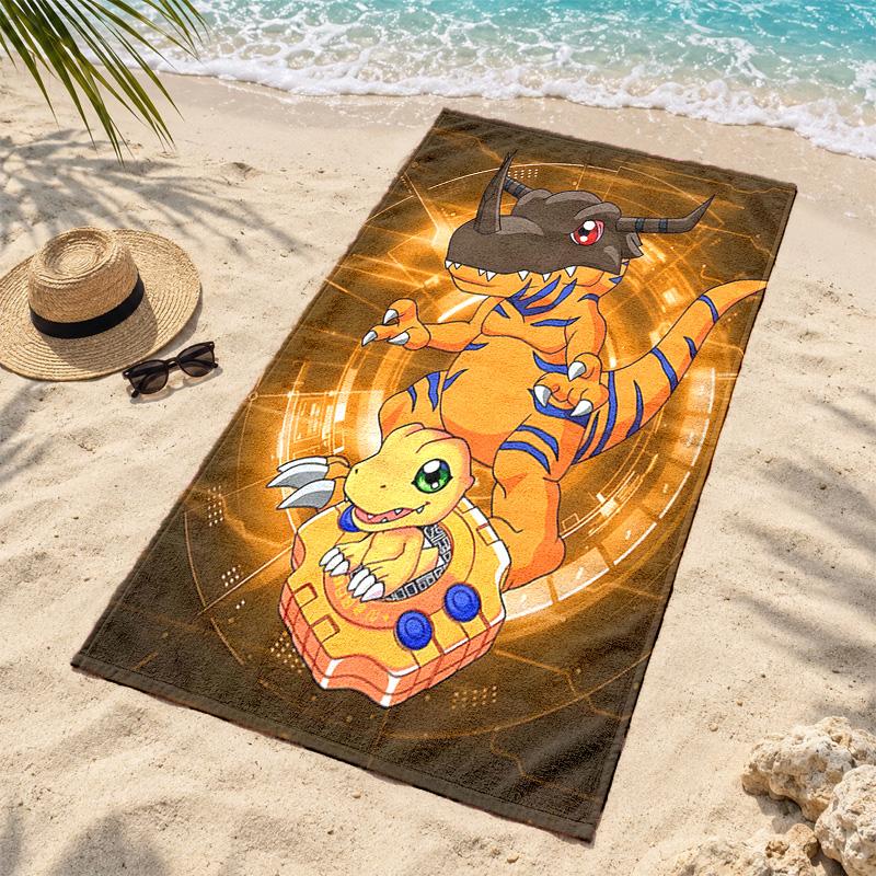 Digimon Microfiber Beach Towel Quick Dry Sand Free Lightweight Beach Towels for Travel Swimming Camping