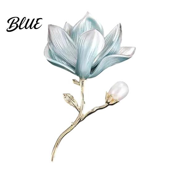 Vintage Style Brooch Magnolia Flower Zinc Alloy Faux Pearl Lapel