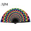 Decorative Fan Folding Sturdy Bone Exquisite Pattern Bright Color Glow in The Dark Festival Performance Party Supply