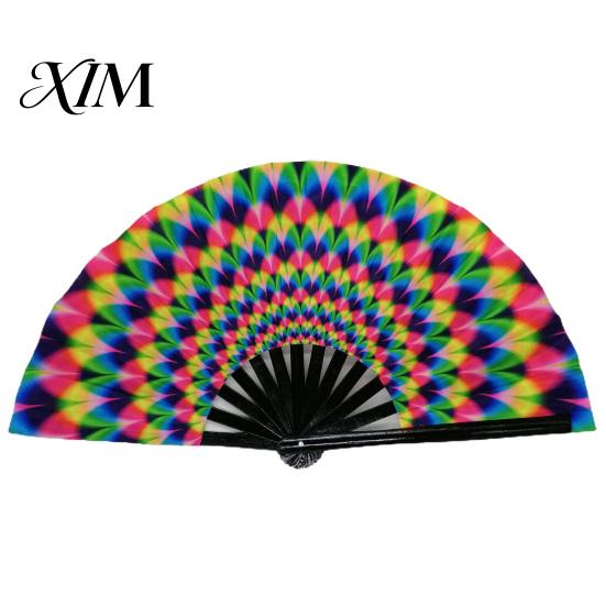 Decorative Fan Folding Sturdy Bone Exquisite Pattern Bright Color Glow in The Dark Festival Performance Party Supply