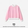 RS Womens 350G Fleece Color Block Mock Neck Sweatshirt Warm Fall American Style Casual Top