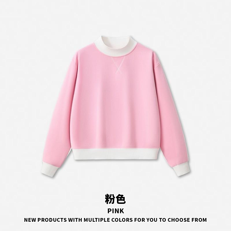 RS Womens 350G Fleece Color Block Mock Neck Sweatshirt Warm Fall American Style Casual Top