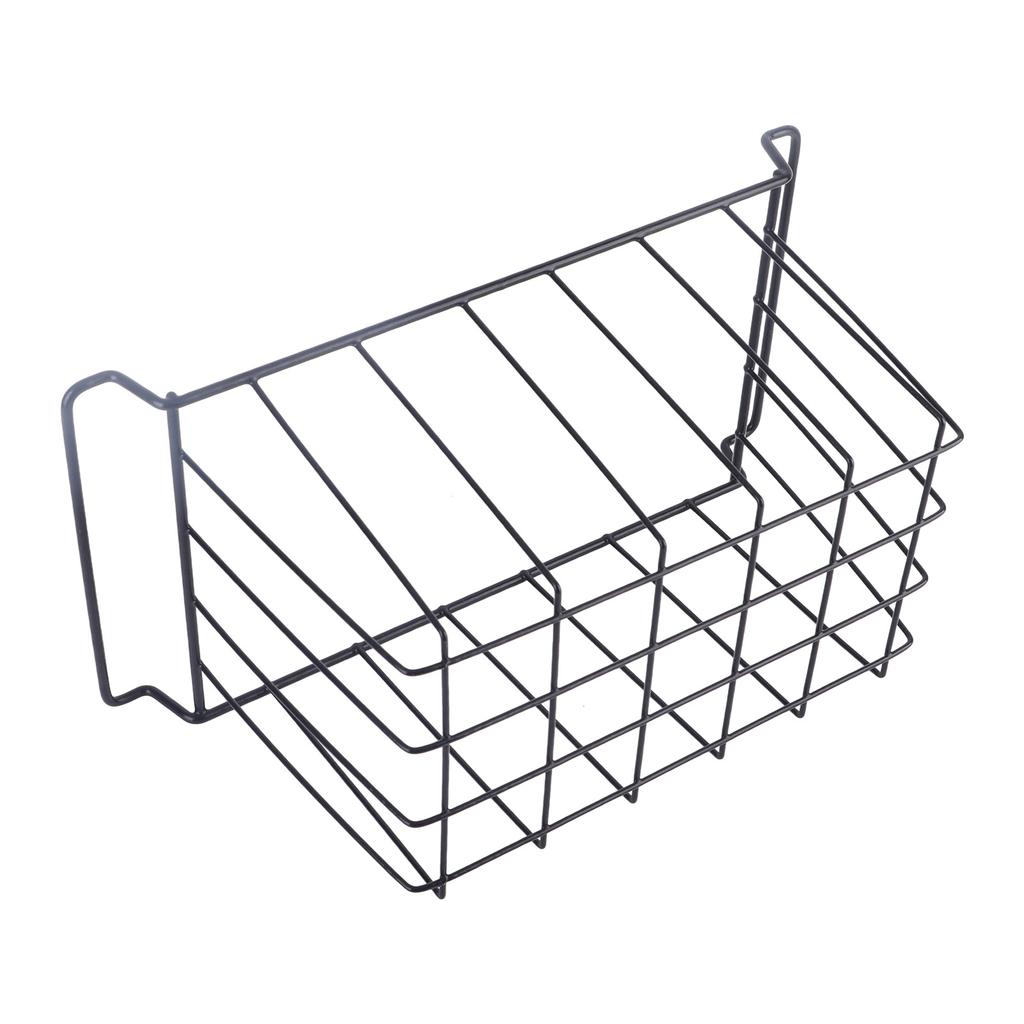 2 Pcs Freezer Wire Storage Basket PE Coated Hanging Rack Organizer Bin Black for Refrigerator Shelves