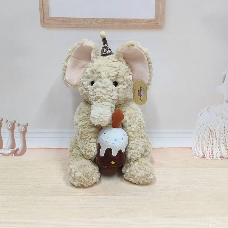 

Cute Sitting Posture Holiday Elephant Plush Toy Companionship Soothing Birthday Gift Cake Elephant Doll Children s Toys as shown