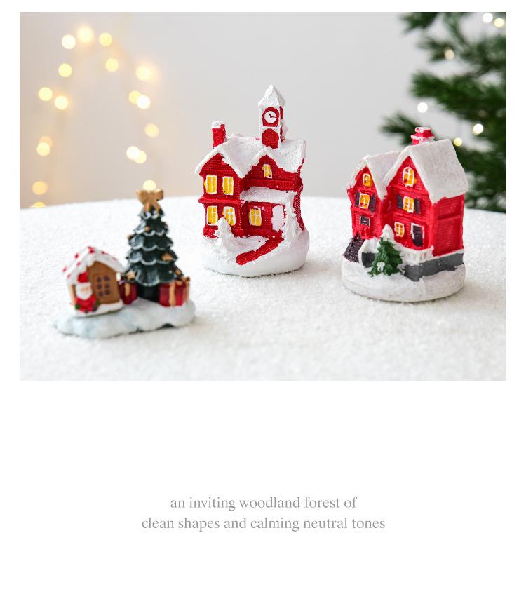 NUCHI Christmas Festival Mini Resin Tree and Santa House Ornaments