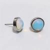 1pair Natural Stone Earrings Healing Crystal Quartzs Round Beads Steel Stud Fashion Ear Jewelry for Women Jewelry Gifts