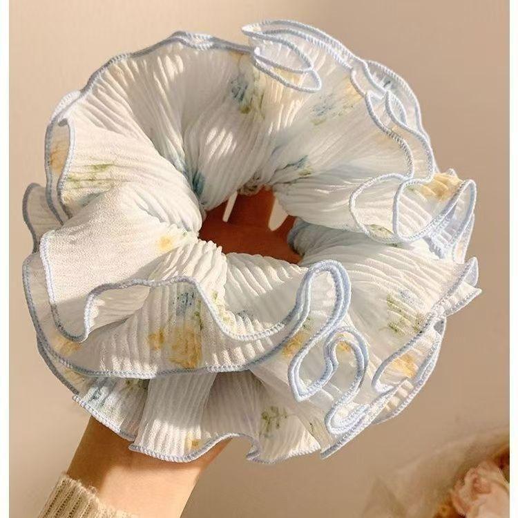 

Gentle Blue Floral Large Intestine Hairband Women s High Grade Sensation Forest Series Versatile Hair Rope Headpiece Accessories One Size синий