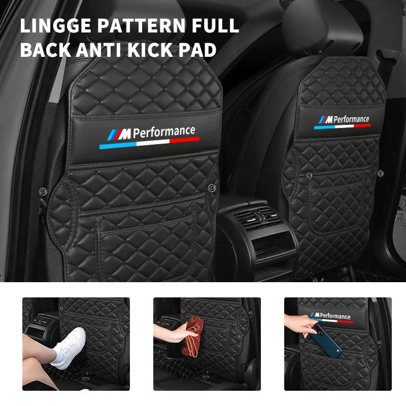 qznrv2 Car Seat Back Anti Kick Pad Protector Cover with Storage Pocket For BMW Performance M Alpina E71 E83 F30 M6 F01 F20 X1 X2 X3