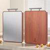 Double Sided Cutting Board Wood And Stainless Steel Antibacterial Mildew Resistant Chopping Board With Handle For Home Kitchen
