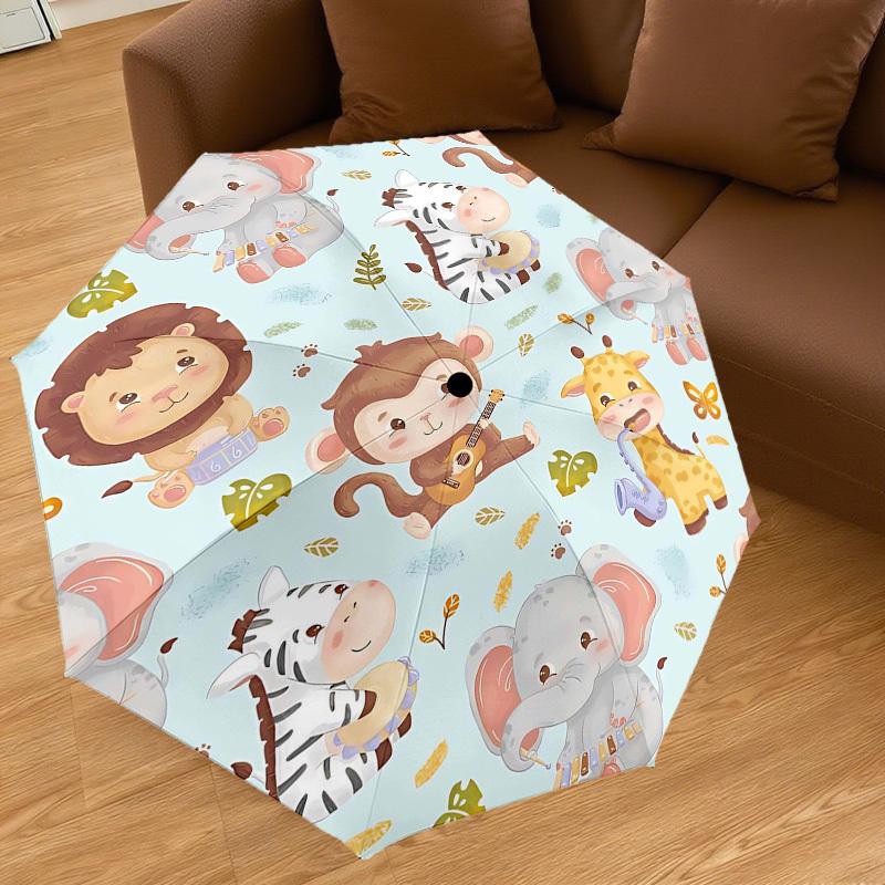 1PC Zoo Animals Instruments Umbrella-8-Rib Reinforced Portable Folding Travel Suitable for All Seasons Outdoor Daily Use-G382