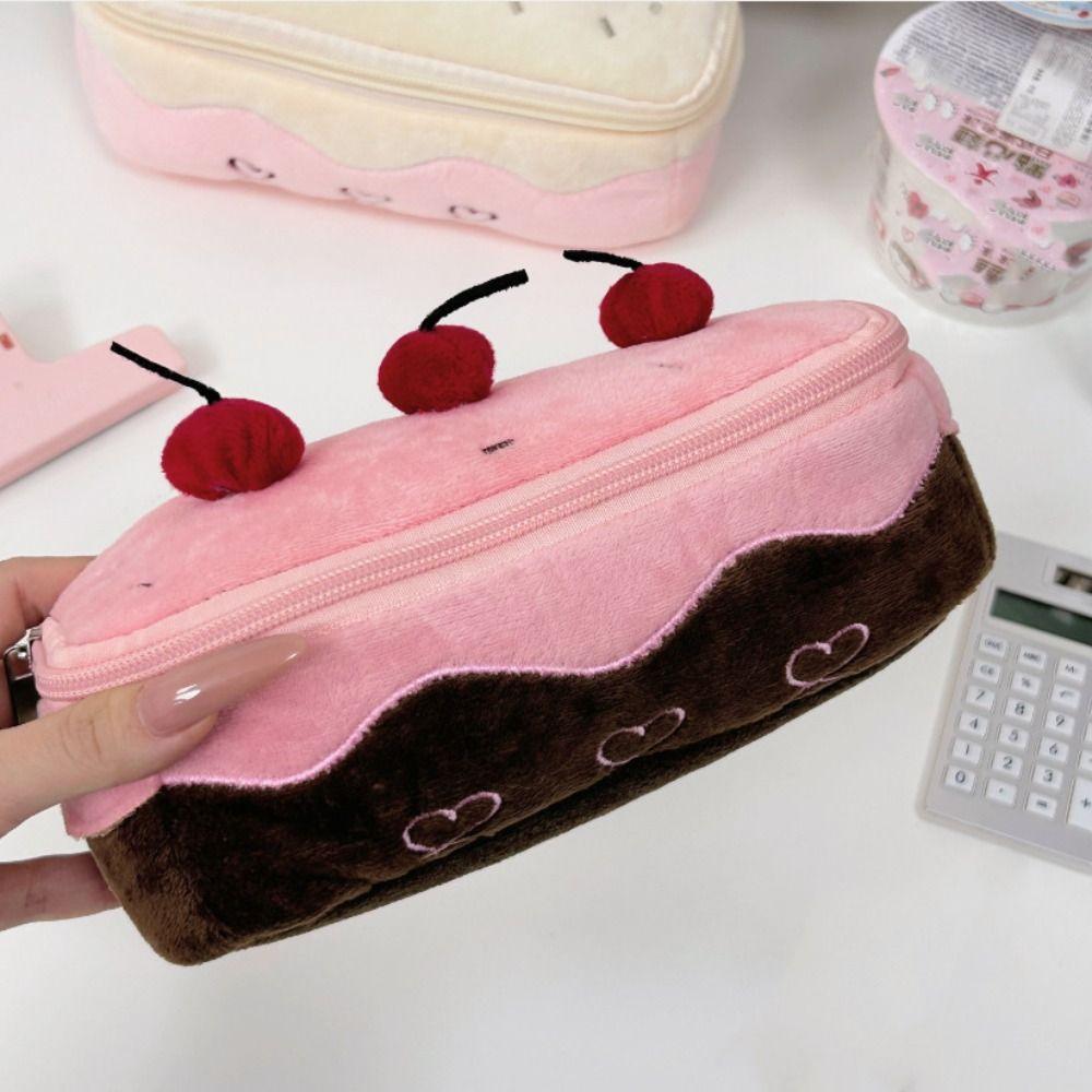 Cake Kawaii Pencil Case Heart Pencil Pouch Fashion Plush Cherry Pen Bag School Supplies