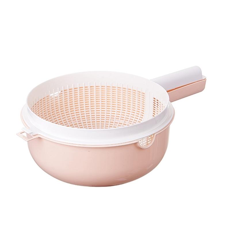 Handle Draining Basket Plastic Double Layer Colander Bowl for Fruit Washing, Vegetable Washing and Water Draining