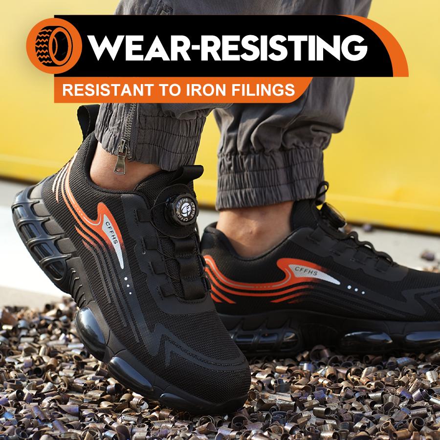 Rotary Button Steel Toe Cap Safety Shoes For Men Light Breathable Sneaker Comfortable Indestructible  Work Sneakers