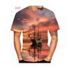 Summer Hot Sale Fashion Personality Funny Short Sleeved Pirate Ship Men's 3D Printed T-shirt Casual Street Shirt