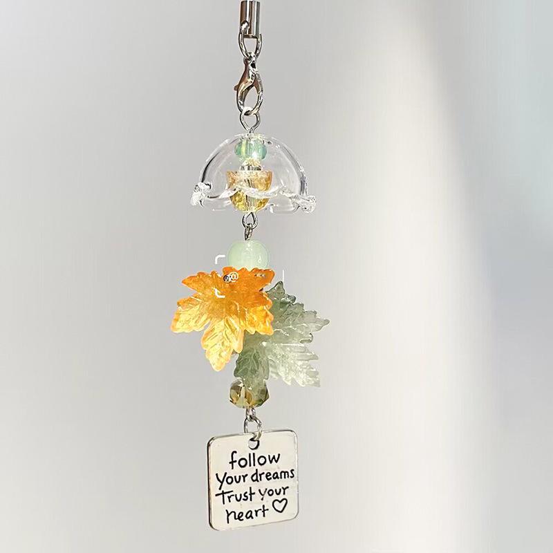 Jellyfish Star Lucky Leaf Wind Chime Keychain & Phone Lanyard Pendant