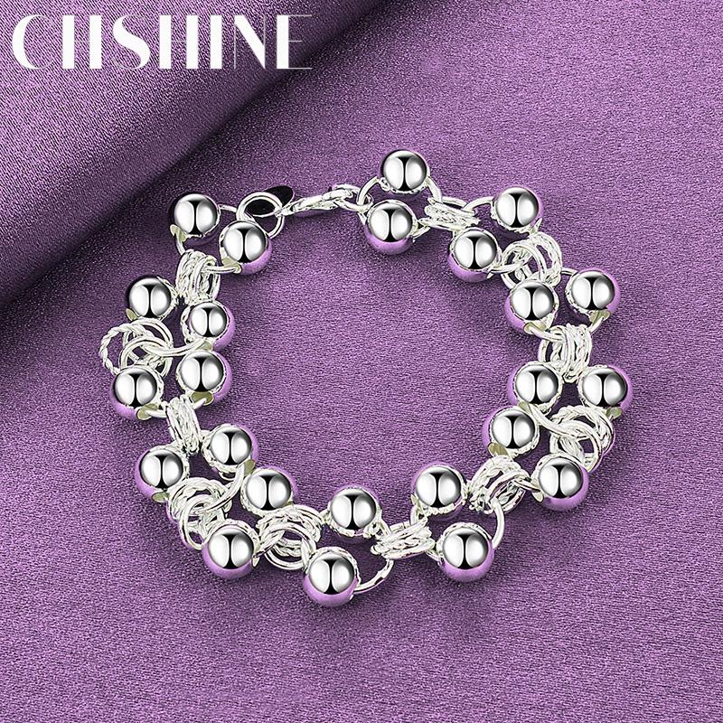 

CHSHINE Браслет-цепочка из стерлингового серебра 925 пробы с бусинами для женщин, свадебный, высококачественный, модный, с шармом, ювелирное изделие 20cm
