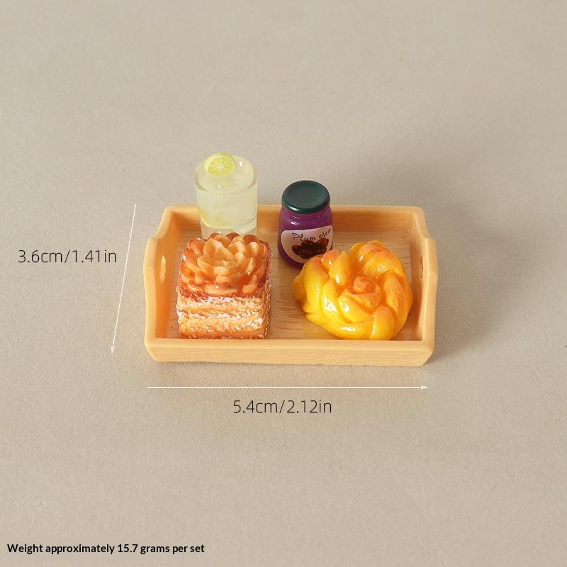 5 Pezzi Casa delle Bambole Simulazione Mini Pane Dim Sum Bevanda con Tavola Decorazione Tè Pomeridiano Progettato Per Bambini Gioco di Finzione Giocattoli