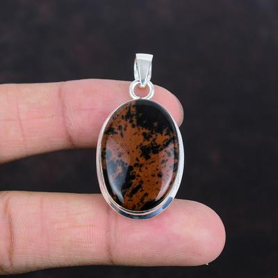 Mahogany Obsidian Pendant 925 Sterling Silver Pendant Gemstone Pendant Handmade Jewelry Pendant For Mom Gifts For Him Healing Stone Pendants