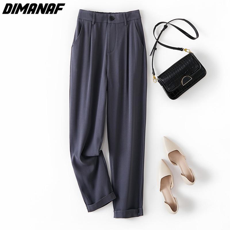 DIMANAF 2023 Plus Size Långa Sommarbyxor Raka Casual Dambyxor Lösa Kvinnliga Basic Byxor GråVida Benbyxor 4XL