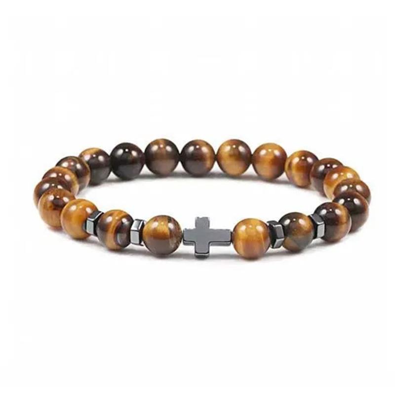 

Kirykle 8 мм натуральный вулканический камень тигровый камень белая сосна черный желчный камень крест бусины мужской и женский браслет йога украшения